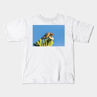 Male Gila Woodpecker Feeding On Cactus Blossom Kids T-Shirt